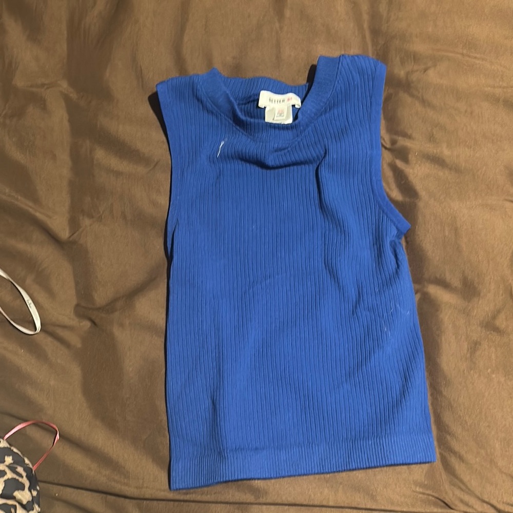 Better Be Royal Blue Ribbed Crop Top